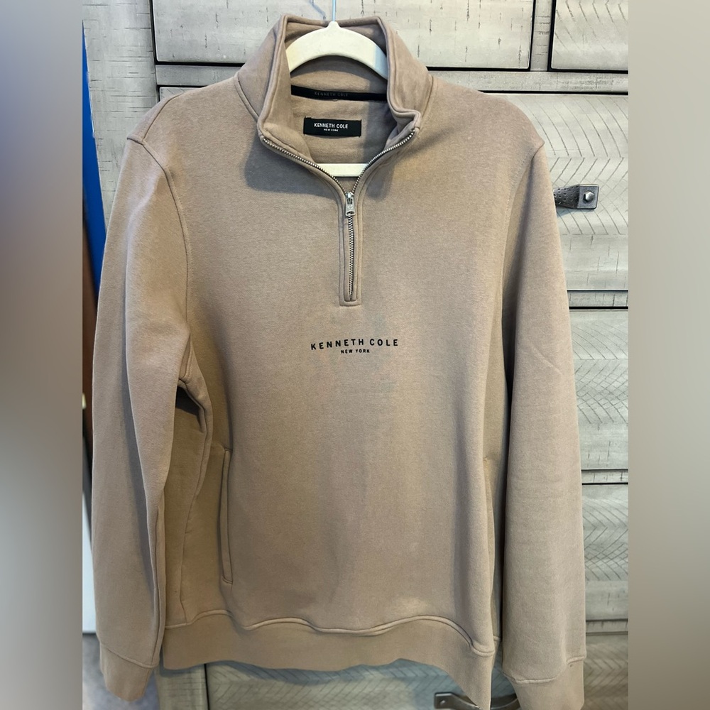 Kenneth Cole Men's Beige Zip-Up Sweater